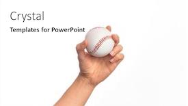  Presentation with baseball - Audience pleasing slide set consisting of hand-of-caucasian-young-man backdrop and a white colored foreground