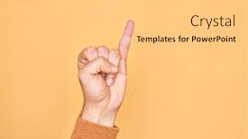  Presentation with commitment - Presentation design featuring hand-of-caucasian-young-man background and a light gray colored foreground