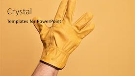  Presentation with vulcan - Cool new PPT theme with hand-of-caucasian-young-man backdrop and a yellow colored foreground