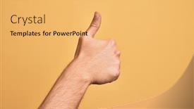  Presentation with symbol - Presentation design having hand-of-caucasian-young-man background and a yellow colored foreground