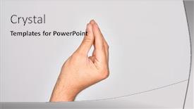  Presentation with fingers - Audience pleasing PPT theme consisting of hand-of-caucasian-young-man backdrop and a light gray colored foreground