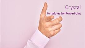  Presentation with forefinger - PPT theme having hand-of-caucasian-young-man background and a lemonade colored foreground