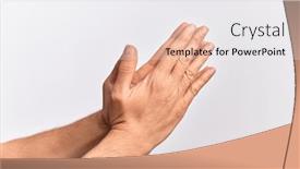  Presentation with catholic - Cool new presentation design with hand-of-caucasian-young-man backdrop and a white colored foreground