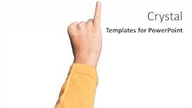  Presentation with commitment - Cool new presentation theme with hand-of-caucasian-young-man backdrop and a sky blue colored foreground