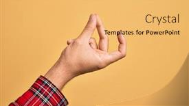  Presentation with fingers - Colorful slides enhanced with hand-of-caucasian-young-man backdrop and a yellow colored foreground