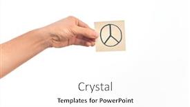  Presentation with peace - PPT theme featuring hand-of-caucasian-young-man background and a white colored foreground