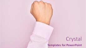  Presentation with force - Colorful slide deck enhanced with hand-of-caucasian-young-man backdrop and a lemonade colored foreground