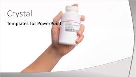  Presentation with bottle - Presentation theme having hand-of-caucasian-young-man background and a white colored foreground