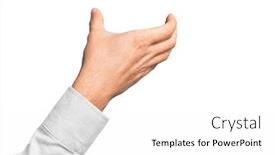  Presentation with fingers - PPT theme consisting of hand-of-caucasian-young-man background and a white colored foreground