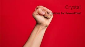  Presentation with revolution - PPT layouts enhanced with hand-of-caucasian-young-man background and a dark gray colored foreground