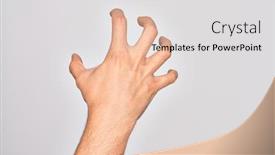  Presentation with young - Colorful slide set enhanced with hand-of-caucasian-young-man backdrop and a light gray colored foreground