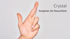  Presentation with superstition - Presentation design having hand-of-caucasian-young-man background and a light gray colored foreground