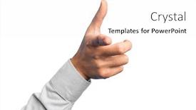  Presentation with forefinger - Slide deck with hand-of-caucasian-young-man background and a white colored foreground