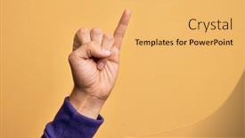  Presentation with commitment - PPT layouts with hand-of-caucasian-young-man background and a yellow colored foreground