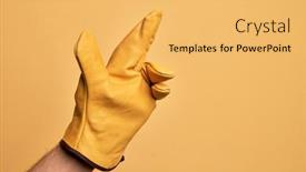  Presentation with superstition - Cool new theme with hand-of-caucasian-young-man backdrop and a yellow colored foreground