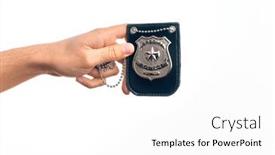  Presentation with police - Beautiful theme featuring hand-of-caucasian-young-man backdrop and a white colored foreground