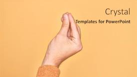  Presentation with movement - Cool new slide set with hand-of-caucasian-young-man backdrop and a yellow colored foreground