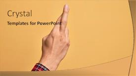  Presentation with superstition - Beautiful presentation design featuring hand-of-caucasian-young-man backdrop and a yellow colored foreground