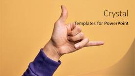  Presentation with hawaiian - Amazing presentation theme having hand-of-caucasian-young-man backdrop and a yellow colored foreground