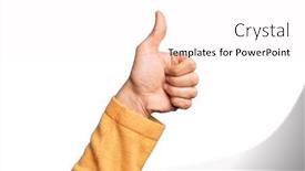  Presentation with symbol - PPT theme consisting of hand-of-caucasian-young-man background and a white colored foreground