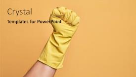  Presentation with cleaning - Amazing PPT layouts having hand-of-caucasian-young-man backdrop and a yellow colored foreground