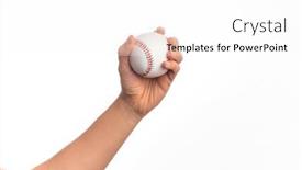  Presentation with baseball - Amazing slide deck having hand-of-caucasian-young-man backdrop and a white colored foreground