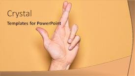  Presentation with superstition - Beautiful slide deck featuring hand-of-caucasian-young-man backdrop and a yellow colored foreground