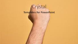  Presentation with revolution - Slide deck featuring hand-of-caucasian-young-man background and a yellow colored foreground