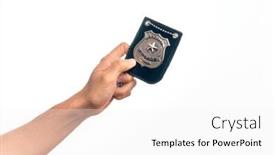  Presentation with police - Beautiful slide set featuring hand-of-caucasian-young-man backdrop and a white colored foreground