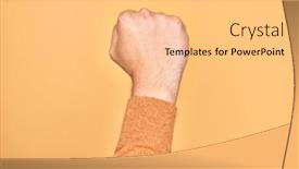  Presentation with revolution - Colorful presentation design enhanced with hand-of-caucasian-young-man backdrop and a yellow colored foreground