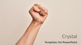  Presentation with revolution - PPT theme enhanced with hand-of-caucasian-young-man background and a lemonade colored foreground