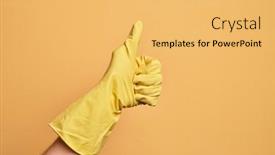  Presentation with cleaning - Slide set enhanced with hand-of-caucasian-young-man background and a yellow colored foreground