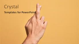  Presentation with superstition - Cool new theme with hand-of-caucasian-young-man backdrop and a yellow colored foreground