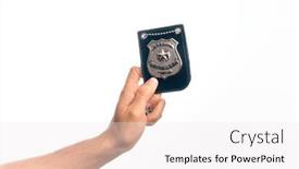  Presentation with police police - Presentation design consisting of hand-of-caucasian-young-man background and a white colored foreground
