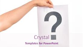  Presentation with question - PPT theme having hand-of-caucasian-young-man background and a sky blue colored foreground