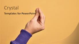  Presentation with movement - Colorful PPT theme enhanced with hand-of-caucasian-young-man backdrop and a yellow colored foreground