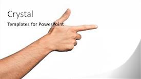  Presentation with finger - PPT theme having hand-of-caucasian-young-man background and a white colored foreground
