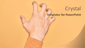  Presentation with violence - Colorful presentation design enhanced with hand-of-caucasian-young-man backdrop and a yellow colored foreground