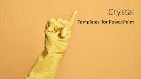  Presentation with commitment - Presentation design featuring hand-of-caucasian-young-man background and a yellow colored foreground