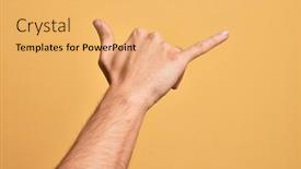  Presentation with hawaiian - Presentation theme consisting of hand-of-caucasian-young-man background and a yellow colored foreground