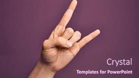  Presentation with roll - Presentation design with hand-of-caucasian-young-man background and a tawny brown colored foreground