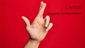  Presentation with superstition - Audience pleasing presentation design consisting of hand-of-caucasian-young-man backdrop and a crimson colored foreground