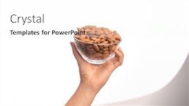  Presentation with almonds - Presentation theme with hand-of-caucasian-young-man background and a white colored foreground