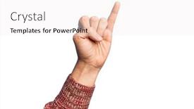  Presentation with commitment - PPT layouts having hand-of-caucasian-young-man background and a sky blue colored foreground