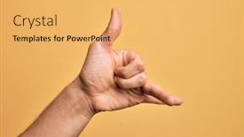  Presentation with hawaiian - Presentation design with hand-of-caucasian-young-man background and a yellow colored foreground