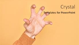  Presentation with violence - Audience pleasing presentation design consisting of hand-of-caucasian-young-man backdrop and a yellow colored foreground