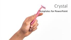  Presentation with razor - Slide deck having hand-of-caucasian-young-man background and a white colored foreground