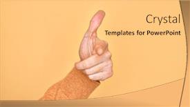  Presentation with forefinger - PPT theme having hand-of-caucasian-young-man background and a yellow colored foreground
