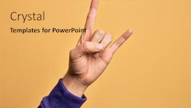  Presentation with roll - Presentation theme featuring hand-of-caucasian-young-man background and a yellow colored foreground