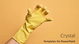  Presentation with cleaning - Audience pleasing slide set consisting of hand-of-caucasian-young-man backdrop and a yellow colored foreground